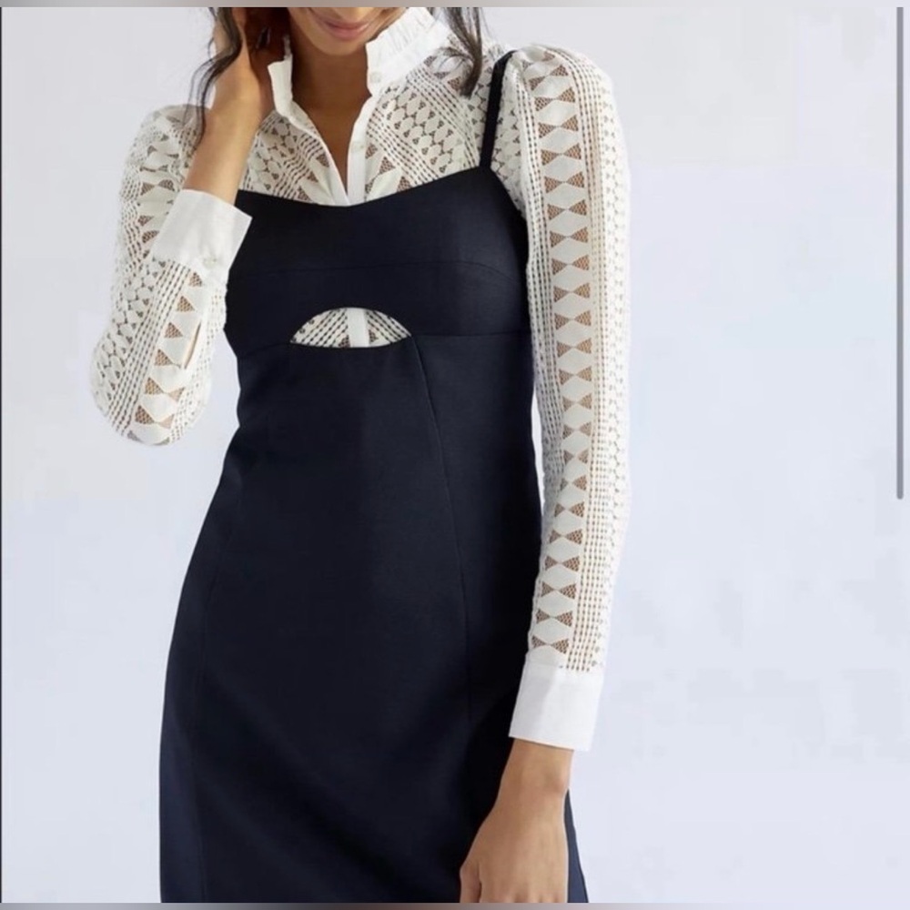 Anthropologie Mare Mare Cut-Out Shift Mini Dress- NAVY- SP
